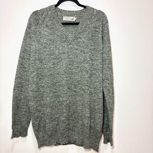 Peruvian Link Alpaca Marled Green Sweater Pullover Women XL V-neck Soft Relaxed